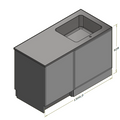 Bagdisk opvaskestation med vask og bordplade i RF stål - 150x70x92,5 cm