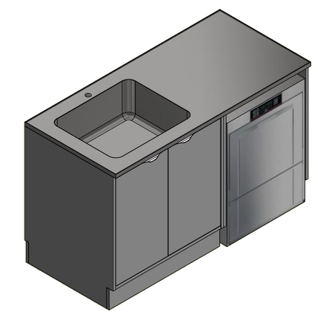 Opvaskestation til kontor og institution - 150x70x92,5 cm - Dansk produceret