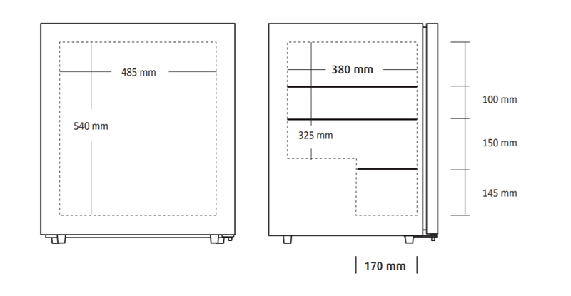 Mini display fryser med lystop - S92 - 88 liter - 2,95 Kwh/24 timer (Statisk køl)