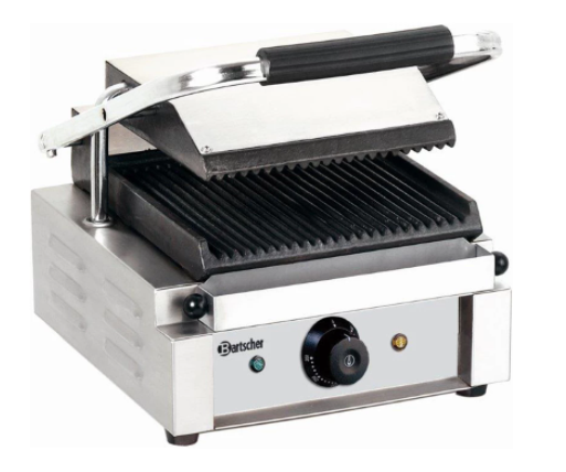 Lille klemgrill - Bartscher 1R - Rillet - 1,8 kW - 21,4x21,4 cm topplade