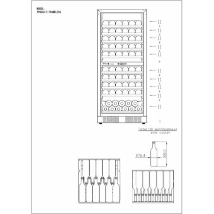 Vinkøleskab - Tefcold TFW300-2F - 5 til 18°C - Ventileret - 110 flasker - 40 dB - 0,41 kW/24 timer