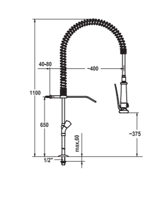 Faucet with spray from KWC 24.41.60.000, Approved for drinking water, (1-hole table mounting)