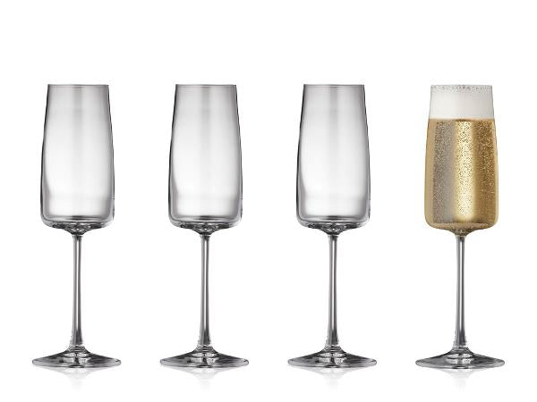 4 stk. Lyngby Glas Krystal Zero Champagneglas 30 cl