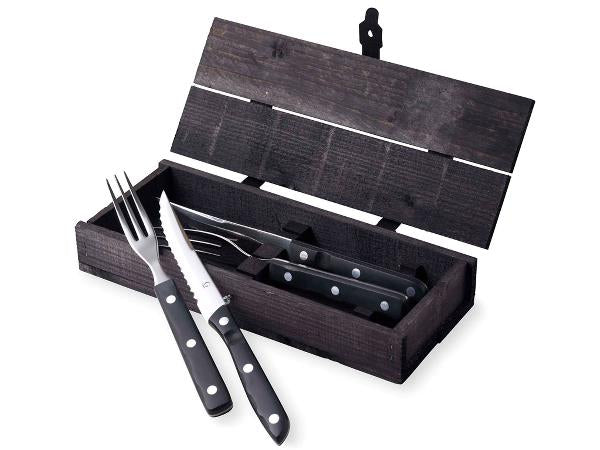 Gense Old Farmer black Steakbestik/grillbestik 4 dele Sort/Stål