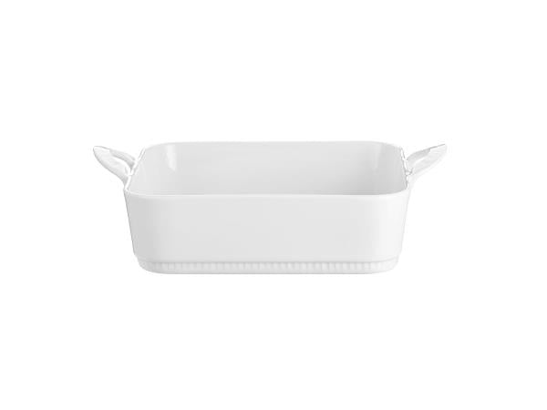 2 stk. Pillivuyt Toulouse fade med håndtag - 22 x 22 cm H:6 cm 2 liter  - Hvid - Ovnfast (Tilbehør eller større retter)