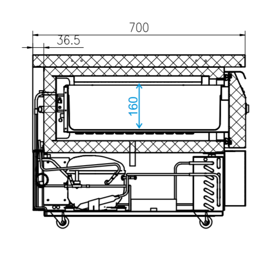 Køleskuffe/fryseskuffe Tefcold UD1-3P omstilbar - 77 liter - 2,39 kW/24 timer -  42 DB