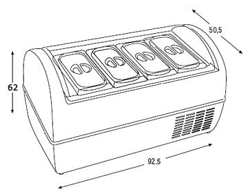 Baby Scoop isdisk til 4 stk. 5 liter kantiner - Bordmodel